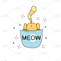 可爱的,猫,口袋,蓝色,动画片,儿童,婴儿,脸颊,白色,黑色