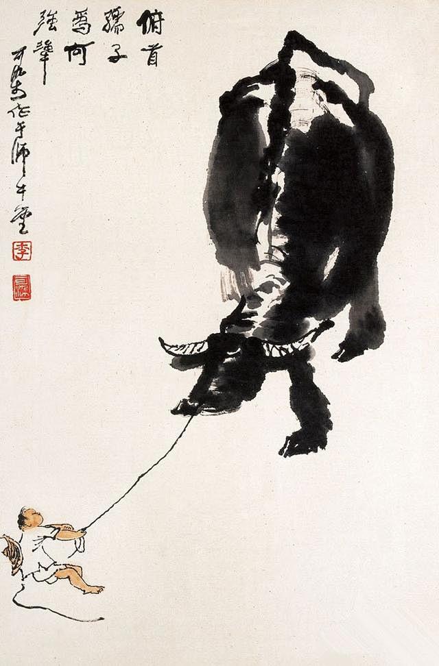 中国名家名画之二——李可染的牛   #手...