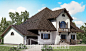 350-001-L Two Story House Plans with mansard with garage under, spacious Home Blueprints