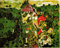 #画语#《克鲁默风景》席勒 1910年，埃贡·席勒是20世纪初表现主义画家，年仅28岁。席勒处处显示个性的桀骜不逊和对绘画成规的反抗。席勒采用抽象化手法将景物图案化，画家关注的不是正确的透视和景物的写实，而是将景物分解为色块和图形，研究它们之间穿插、组合关系。#遇见艺术##书画新浪潮# ​​​​