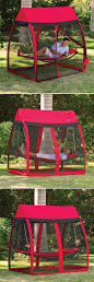 This is the hammock that shields you from pesky mosquitoes and insects while you sway comfortably. The hammock is covered by a canopy with four sides comprised of super-fine, nylon netting that keeps out mosquitoes while still allowing cooling cross breez