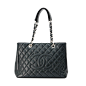 GST Grand Shopping Tote Bag in Caviar Leather, Silver Hardware