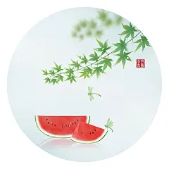 夏季 西瓜 古风海报  石家小鬼原创中国风二十四节气插画，商用请联系邮箱shijiaxiaogui@qq.com，未经允许严禁商用。