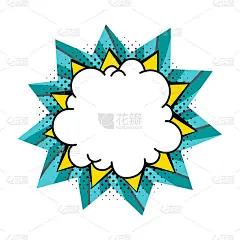 漫画繁荣气球。空蓝绿色和黄色刘海讲话泡泡在波普艺术风格。矢量图