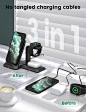 Amazon.com：无线充电器支架，GEEKERA 3 合 1 Apple 产品无线充电站 iWatch 7/6/SE/5/4/3/2、Airpods Pro/2、iPhone 13/13 Pro/12/12 充电站Pro/11 系列/XS Max/XR/XS/X/8/Plus : 手机和配件