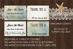 海滩沙滩婚礼邀请函模板合集 each-Wedding-Invitation-Pack #204912-平面素材-@美工云(meigongyun.com)