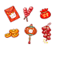 龙年元素贴纸插画素材