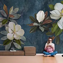 绿植墙纸贴画卧室温馨壁纸非自粘客厅电视机背景墙画墙面装饰壁画