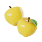 黄苹果 @到位啦UI素材 80款水果食品厨具3D图标模型