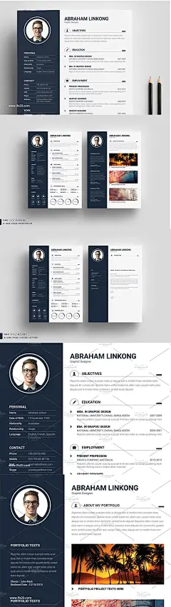 经典实用个人简历表设计模板 Modern Resume 3 Pages_个人简历_乐分享素材网_psd素材_平面素材_png素材_免费素材_ppt模板_灵感库_设计素材共享平台