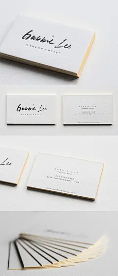 #brand_business_cards |  霓虹黄色边缘绘画和美丽的书法在一个化妆师的印章名片