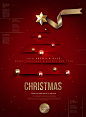 金色星星 红色背景 闪亮彩球 圣诞促销海报设计PSD ti436a5004