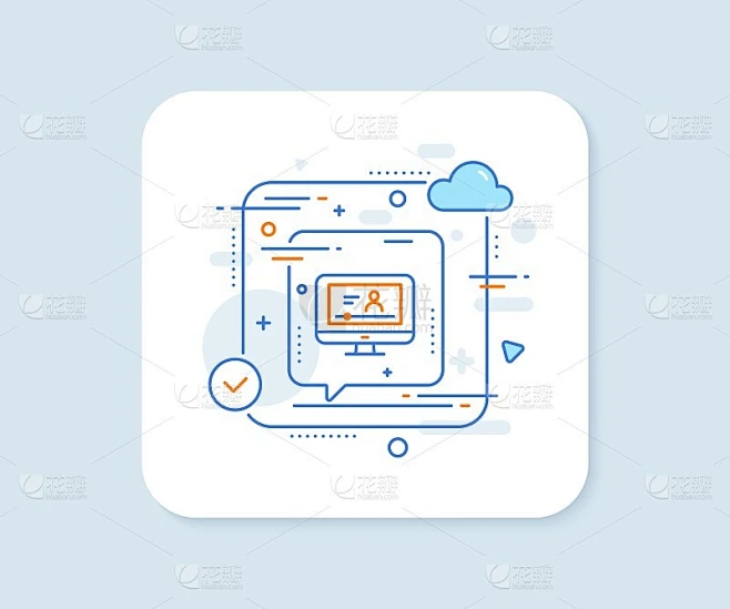 在线视频教育线图标。笔记本的信号。向量