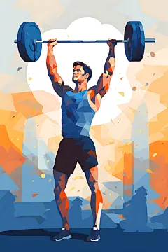 运动简约健美扁平风插画