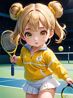 数字艺术手绘网球女孩插画运动少女