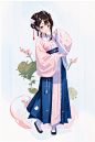 卡通可爱古装美女汉服女生人物插画