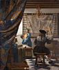 #画语#《绘画的寓言》荷兰 1667年。这幅画是约翰内斯·维米尔向历史致敬的作品，深深表达出他对旧时代的缅怀。画中的他穿着16世纪文艺复兴时期的服装，墙上挂的是古地图，那时荷兰还是一个统一的国家。这幅画思想性极高，表现手法臻于完美，一向被公认为稀世之作。 #遇见艺术##书画新浪潮# ​​​​