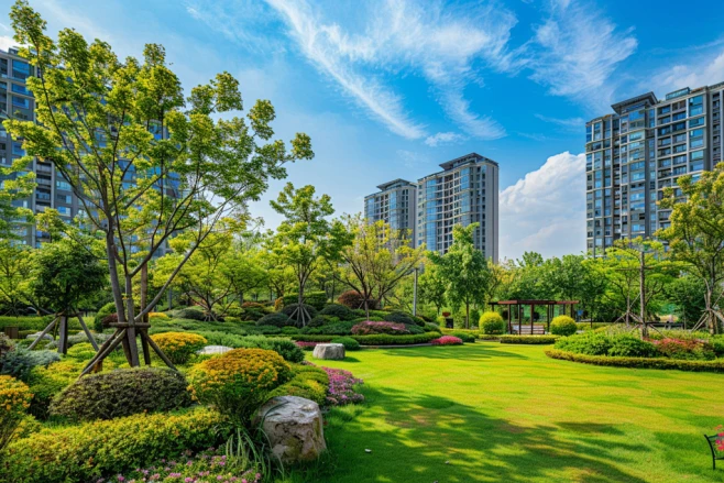 居住小区园林绿化模型图片-花瓣网