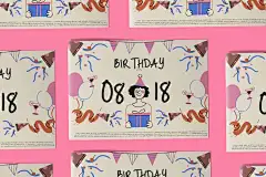 手绘生日庆祝矢量插画 (AI,EPS)