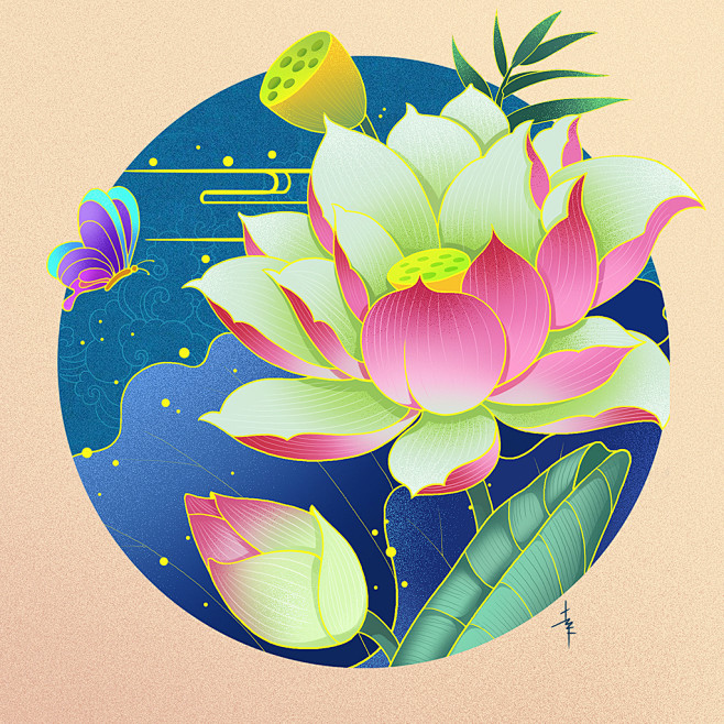 国潮花鸟插画