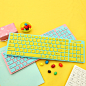 安安家 韩版创意生活 糖果色撞色鲨鱼键盘 台式笔记本键盘