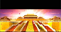[中国风系列]金色盛世宫殿皇宫紫禁城外盘龙壁LED大屏幕背...