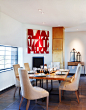 Trendy dining room photo in Phoenix with white walls and a standard fireplace