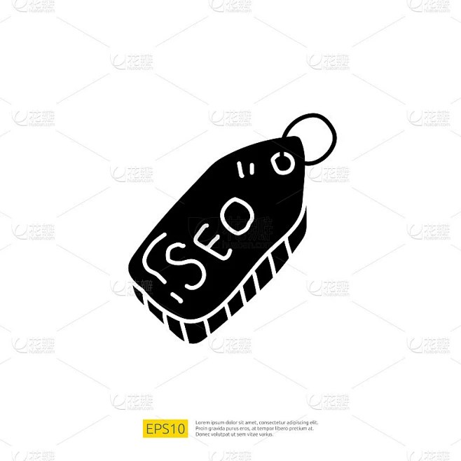 SEO标签涂鸦图标标志符号。数字营销优化矢量插图