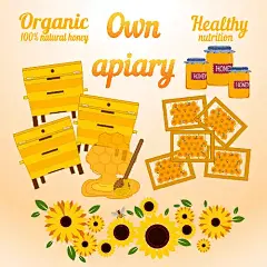 清新风手绘蜂蜜采集插画