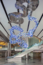 Lasvit has created beautiful glass art installations for the prestigious office building at 540 West Madison, Chicago. The dominant features of the Atrium lobby and mezzanine of 540 West Madison, Chicago are two impressive glass art sculptures going by th