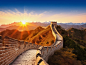 夕阳下的雄伟长城中国著名景点旅行山河辽阔图片下载 - 觅知网