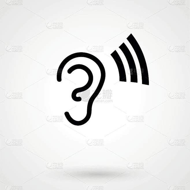耳朵听听觉音频声波矢量图标素材-花瓣网