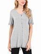 Amazon.com: FISOUL Women's V Neck Short Sleeve Button Down Lace Sleepwear Nightgown T Shirt Top: Clothing