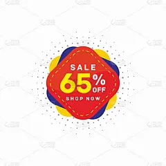 销售折扣65%的旗帜标签向量每股收益