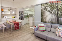 [糖果色甜甜屋手机壁纸-温馨-东南亚-中户型-餐厅-实景图-书架-]