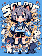 midjourney创意涂鸦|猫系男孩