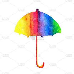 白色背景上的彩虹水彩伞