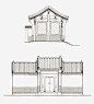 古代建筑图宝宝 https://bao16.com 古典建筑 地产元素 手绘 线条 房子 门院