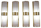 Sconces by Gaetano Sciolari, Pair : 1970s brass and thin, cylindrical glass rod sconces by Gaetano Sciolari. The fixtures are in excellent condition and  have been newly rewired for the U.S. Each sconce takes two standard tubular...