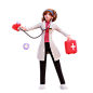 女医生做研究 3D 插图