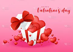 以情人节快乐贺卡为背景的红心礼盒