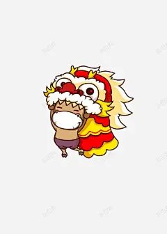 卡通舞狮人物手绘高清素材 免费下载 页面网页 平面电商 创意素材 png素材