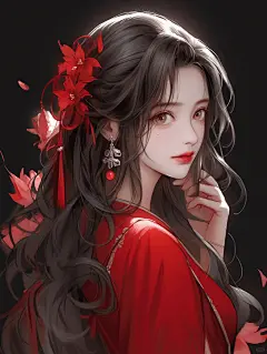 古风/依稀红衣画中人，回眸一笑百媚生。#古装红衣美人 #古风头像 #古风壁纸#汉服