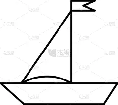 白色,船,平坦的,帆,概念,游艇,图像,海洋,航海,设计