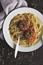 Food photography by Anna Kurzaeva - Spaghetti with Stuffed Tomatoes