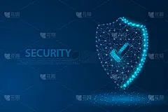 Technology security icon with blue background, A a