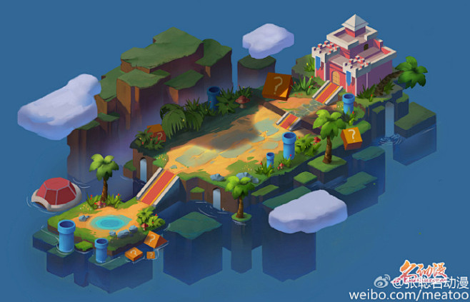 名动漫场景进阶版45度作品。精致的小场景...