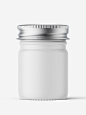 Small jar mockup with silver cap / matt - Smarty Mockups : Cosmetic jar mockup prepared in high resolution. Label covers entire jar, and its shape can be customized. Shadows are on separated layer. 