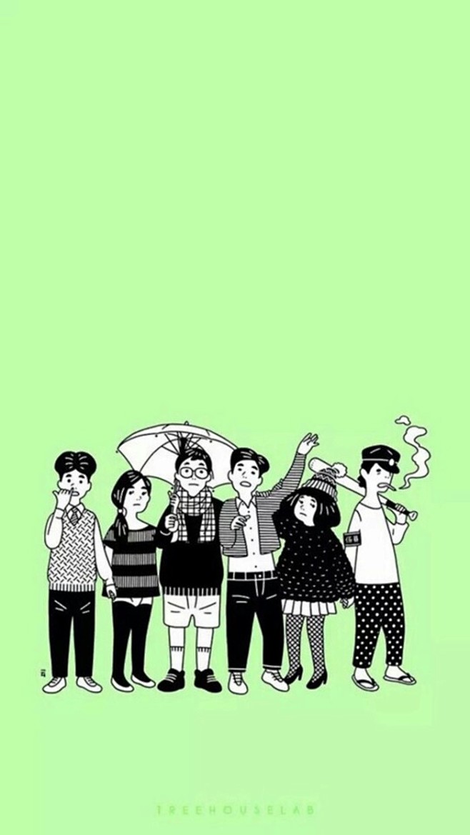 友谊万岁壁纸锁屏平铺插画