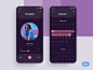 Player & Calendar - Social Meet Up Ui Kit pink freebie free rounded round social dark listen calendar pop player music radio ios apple animation list app